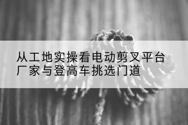自贡电动剪叉升降平台厂家-从工地实操看电动剪叉平台厂家与登高车挑选门道